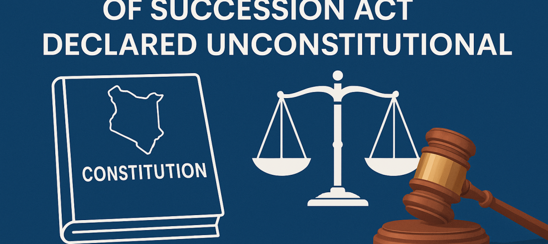 A legal gavel resting on the Kenyan Constitution with balanced scales in the background, symbolizing the declaration of Section 29(c) as unconstitutional.