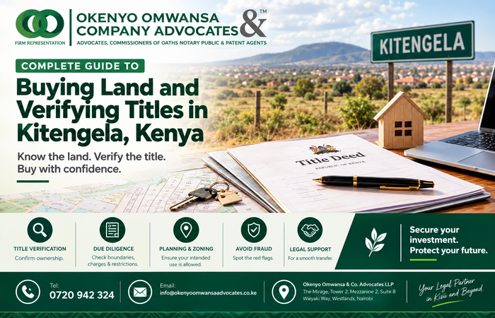 Lawyer’s land title verification and legal due diligence for buyers purchasing land in Kitengela, Kenya