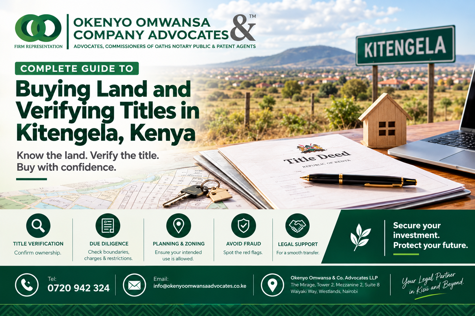Lawyer’s land title verification and legal due diligence for buyers purchasing land in Kitengela, Kenya